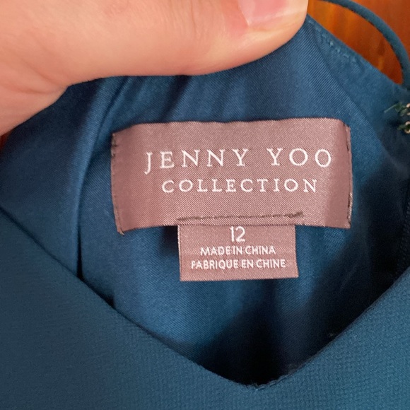 Jenny Yoo inesse spaghetti strap chiffon gown in Caspian Sea - Picture 5 of 5